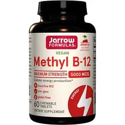 Вітаміни та мінерали Jarrow Formulas Vegan Methyl B-12 5000 mcg, 60 жувальних таблеток - Вишня