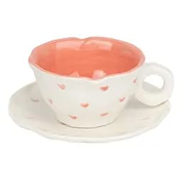 Чашка с блюдцем Нежные сердца 200 мл Розовый
