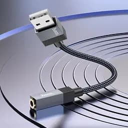 Адаптер перехідник Hoco UPA32D USB to Jack 3.5 чорний - мініатюра 2
