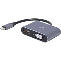 Переходник Cablexpert USB Type-C - HDMI+VGA (M/F), 0,15 м, Black (A-USB3C-HDMIVGA-01)