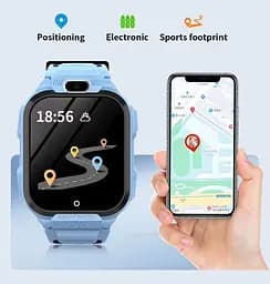 Дитячий смарт годинник D08 з GPS трекером, 4G сім-картою та відеодзвінком Чорний - мініатюра 9