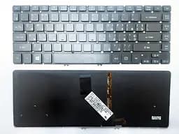 Клавіатура для ноутбука Acer Aspire V5-431 чорна з підсвічуванням, без рамки