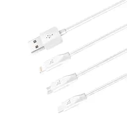 Кабель Hoco combo Apple+Micro+Type-C X1 тройной комбо белый