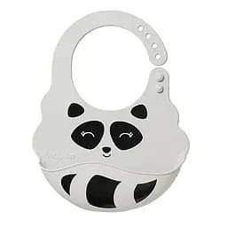 Нагрудник BabyOno Енот, мягкий, с регулируемой застежкой, серый (829/01)