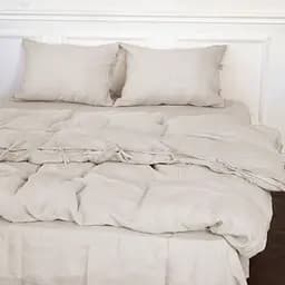Комплект постільної білизни MirSon Natural Linen Jasmine льон євро бежево-сірий (2200008269074) - мініатюра 4