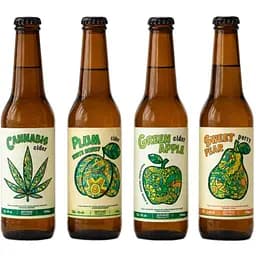 Набір сидрів та перрі Holiday Brewery Класичний: Green Apple, напівсолодкий 6%, 0,33 л + Cannabis, напівсолодкий, 6%, 0,33 л + White Honey Plum, напівсолодкий, 6%, 0,33 л + Перрі Sweet Pear, напівсолодкий, 5,5%, 0,33
