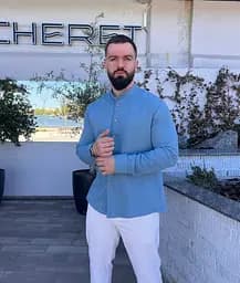 Сорочка чоловіча з мусліну 32763 3XL блакитна