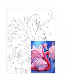 Полотно на картоні з контуром Rosa Start Фламінго 30×40 бавовна акрил [CD]