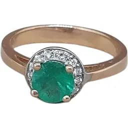 Золотое кольцо Ирис с бриллиантами и изумрудом. 1КИ13269 16,5