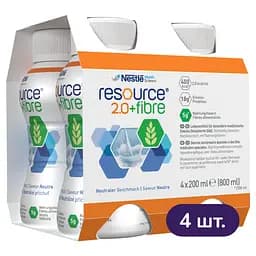 Набор энтеральное питание Nestle Health Science Resource 2.0+Fibre с нейтральным вкусом 3.2 л (4 уп. х 4 шт. х 200 мл)