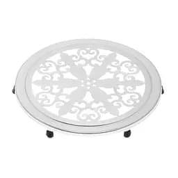 Подставка под горячее из гальванизированного металла с ажурным декором и резиновыми ножками 18.2х18.2 см, Kitchette Серебристый 87239