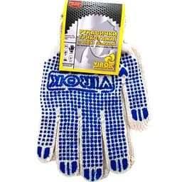 Рукавички трикотажні Virok з ПВХ крапкою розмір 10 білі (83V005)