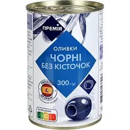 Оливки Премія чорні без кісточок 300 г