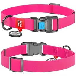 Нашийник для собак Waudog Waterproof, коллартекс, водостійкий, з QR паспортом, пластикова пряжка-фастекс, 23-35х1,5 см, рожевий - мініатюра 3