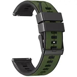 Ремешок силиконовый Tamister для часов 22 мм хаки с черным для Xiaomi Watch S1/S2/S3