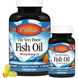Риб'ячий жир Carlson The Very Finest Fish Oil Смак апельсина 120+30 желатинових капсул