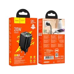 Мережевий зарядний пристрій Hoco N52 Monsoon PD20W+QC3.0 charger(EU) Чорний - мініатюра 2