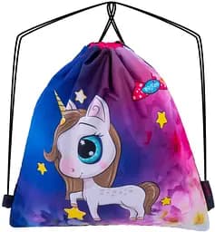 Мішок для змінного взуття для дівчинки фіолетовий з Єдинорогом Winner M-75