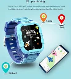 Дитячий смарт годинник з сім картою та GPS Lemfo F43 Годинник телефон для дітей з відеодзвінком, прослуховуванням та кнопкою SOS Синій - мініатюра 6