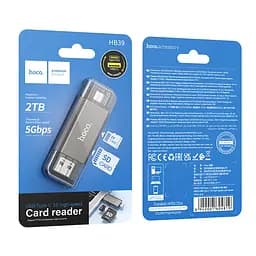 Адаптер перехідник Hoco HB39 USB/Type-C 3.0 сірий - мініатюра 8