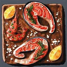 Набір для розпису по номерах Морський делікатес, 30x30 см, КНО5675