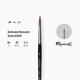 Пензель колонок круглий Raphael Kolinsky Retouch, №6, для ретуші, коротка ручка - мініатюра 2