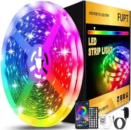 Світлодіодна стрічка FUPT, RGB LED, з пультом, з керуванням через додаток, водостійка, синхронізація з музикою, 20м