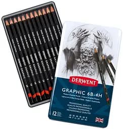 Графитные карандаши Graphic Hard 12 шт Derwent