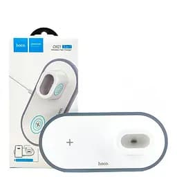 Зарядка бездротова QI Hoco CW21 Wisdom 3-in-1 iphone / watch / airpods charge біла - мініатюра 4