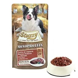Вологий корм для собак Stuzzy Monoprotein яловичина з чорницею 150г беззерновий монопротеїновий пауч, 66% м'яса