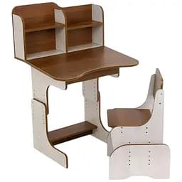 Дитяча парта ПШ012 1 ЛДСП 69×45 см з пеналом +1 стілець коричнева