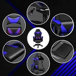 Крісло геймерське PLAYER з підставкою для ніг Blue/Black - мініатюра 4