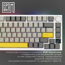 Клавіатура Epomaker AK820 Pro Flying Fish White механічна бездротова (AK820-PRO-W-FF) - мініатюра 9