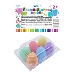 Набір різнокольорової крейди у вигляді яєць у лотку, 6 шт. FG240926005N Shantou Yisheng, в лотку (6902241808053)