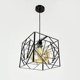 Люстра у чорному корпусі з янтарним плафоном 24х24 см | Арт. 12120/1 BK+AM | Line F