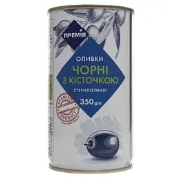 Уцінка. Оливки Премія чорні з кісточкою пастеризовані 350 г (300215)  