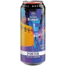 Пиво Volynski Browar Porter темное нефильтрованное 5.8% 0.5 л ж/б