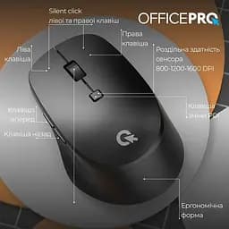 Миша OfficePro Silent Click Ergonomic Wireless Black (M305B) - мініатюра 6