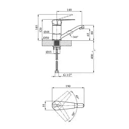 Змішувач для раковини Kroner KRM Odra - C010 CV019267 Хром - мініатюра 2