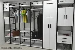 Шафа Гардероб Уні секція 6 серії Конект Ferrum-decor 220x60x50см Чорний метал ДСП Білий 16 мм (FRD-104571) - мініатюра 5