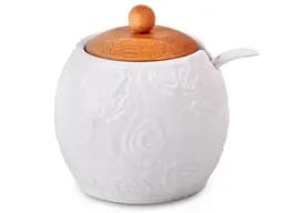 Цукорниця з кришкою та ложкою Lefard 944-002 фарфорова Білий