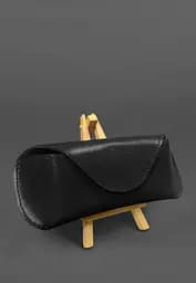 Кожаный чехол для очков с клапаном на магните Черный Краст