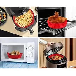Кругла силіконова форма для аерогрилю, духовки та мультипечі 22х22 см, Kitchen Master Сірий 87962 - мініатюра 7