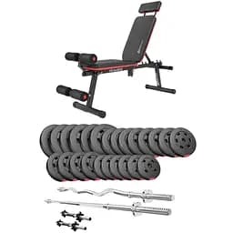 Набір Hop-Sport Premium 135кг з лавою HS-2040 HB штангами та гантелями