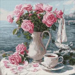 Алмазная мозаика Утренняя роза Ideyka AMO8341, 40х40 см