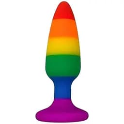 Силіконова анальна пробка Wooomy Hiperloo Silicone Rainbow Plug S діаметр 2.4 см довжина 9 см
