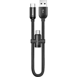 Кабель Baseus U-shaped portable data cable Type-C+MicroUSB 2.4A 0.23m black (CAMUTC-01)