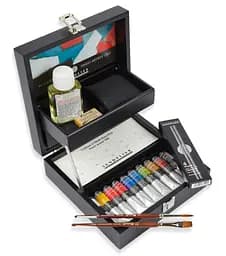 Дерев'яний набір олійних фарб Sennelier Extra-Fine, 10 туб по 21 мл + аксесуари