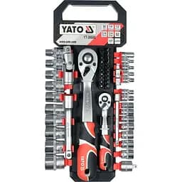 Набір головок торцевих і викруткових вставок Yato з квадратами 1/4", 1/2" з 2 тріщатками і обла 51 шт. (YT-38680)