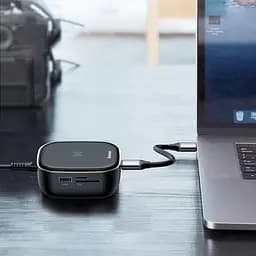 Мультипортовий адаптер USB Хаб Baseus Multi-Functional Charger Type-C CAHUB-AU01 Black - мініатюра 9